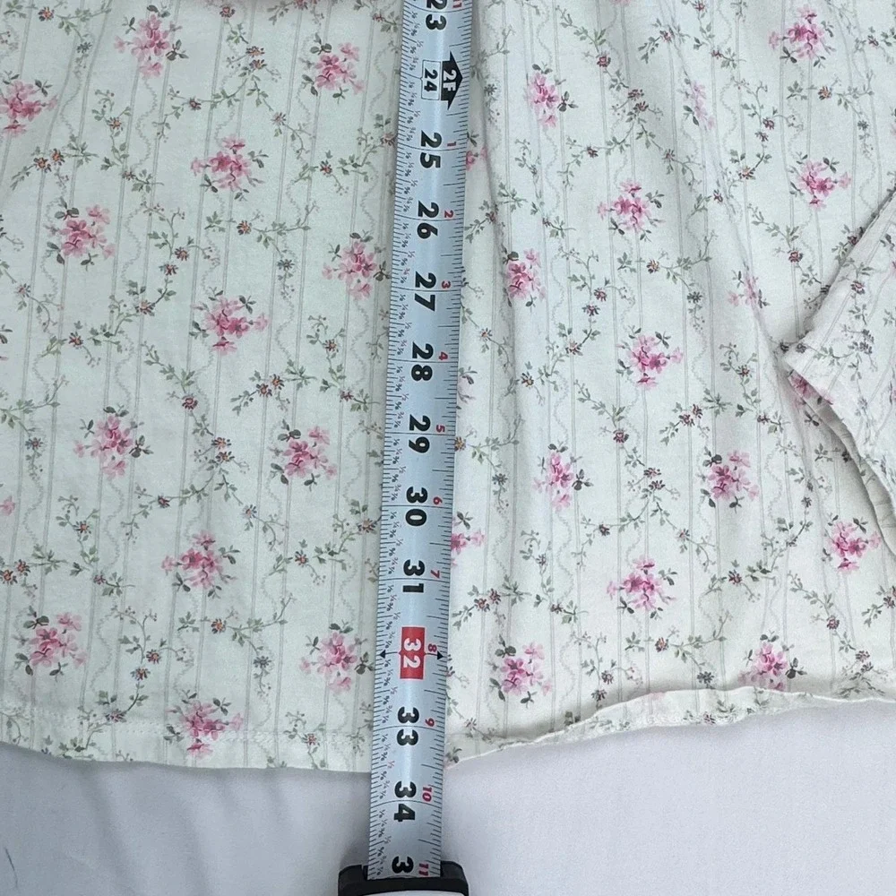 LRL Lauren Ralph Lauren Women's XL Floral Nightshirt Cotton Sleep Dress - Picture 7 of 7